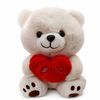 BEIGE FLUFFY PLUSH WITH RED HEART 32CM