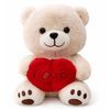 BEIGE FLUFFY PLUSH WITH RED HEART 42CM