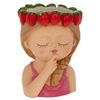 Ceramic head with strawberries and flower arrangement