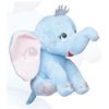 Plush Elephant Blue Big Ears Silver Glitter Crown 21cm