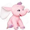 Toy for a girl, pink plush elephant with big white ears, fuchsia glitter 21 cm