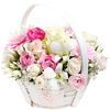 Pink and white flowers in basket
