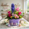 Easter gift with colorful flowers
