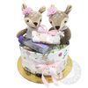 Diaper Cake with teddy bear and rattle for baby girl