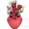 Τριαντάφυλλα σε κόκκινη κεραμική καρδιά (μεγάλο μοντέλο)