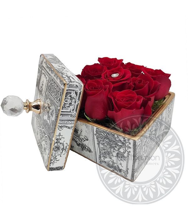 Πολυτελές κουτί με κόκκινα τριαντάφυλλα