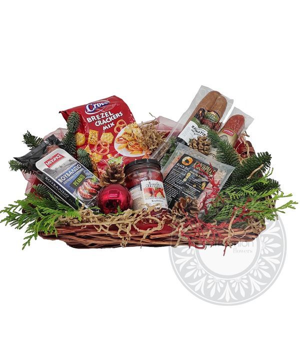 Basket with salty snacks