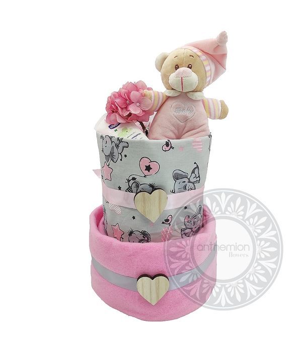 Diaper cake για νεογέννητο κοριτσάκι