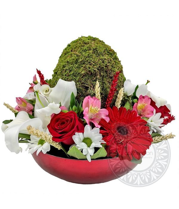 Happy Easter with floral arrangement
