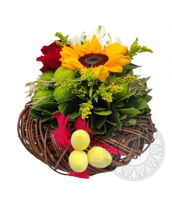 Easter flower arrangement in wreath