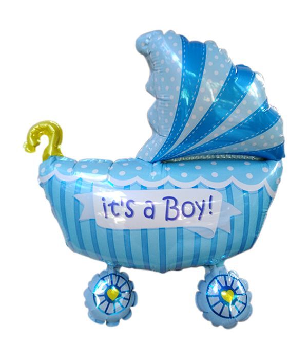 Baby boy stroller blue balloon 25cm