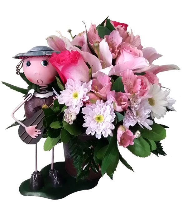Baby girl metallic floral arrangement