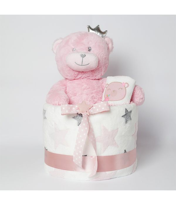 Linen Cakes - Diaper Cake Big Bear Pink