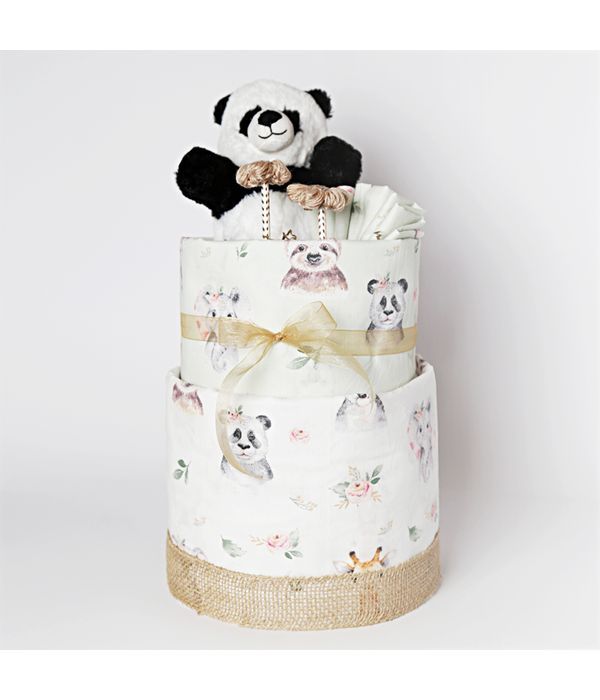 Linen Cakes - Diaper Cake Panda Mint
