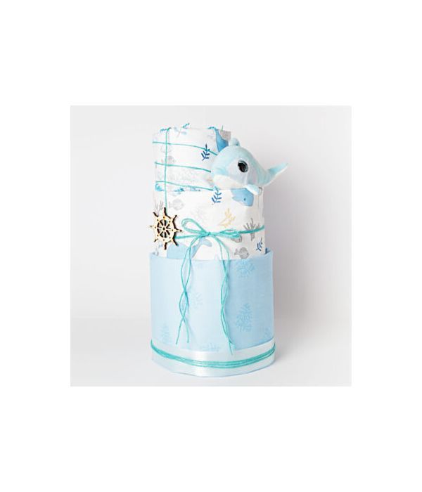 Linen Cakes - Diaper Cake Ocean Blue Whale