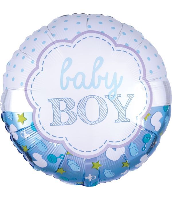 Light blue round balloon for baby boy 43cm