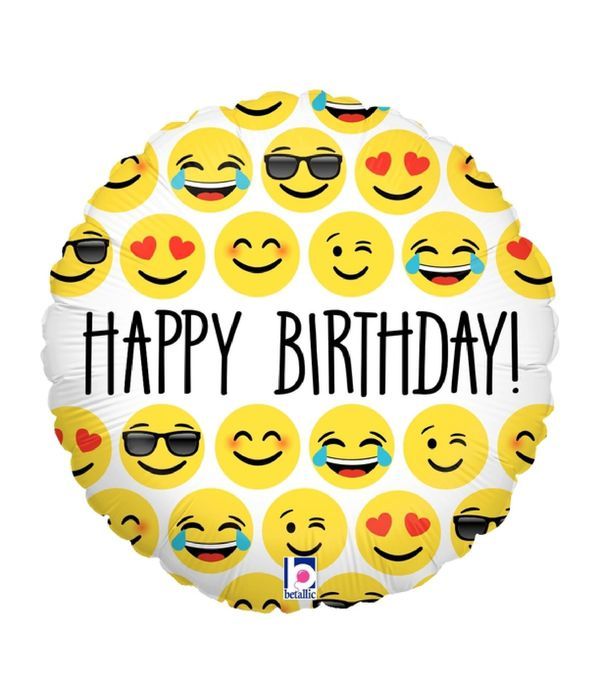 Happy birthday balloon with emoji faces 20cm