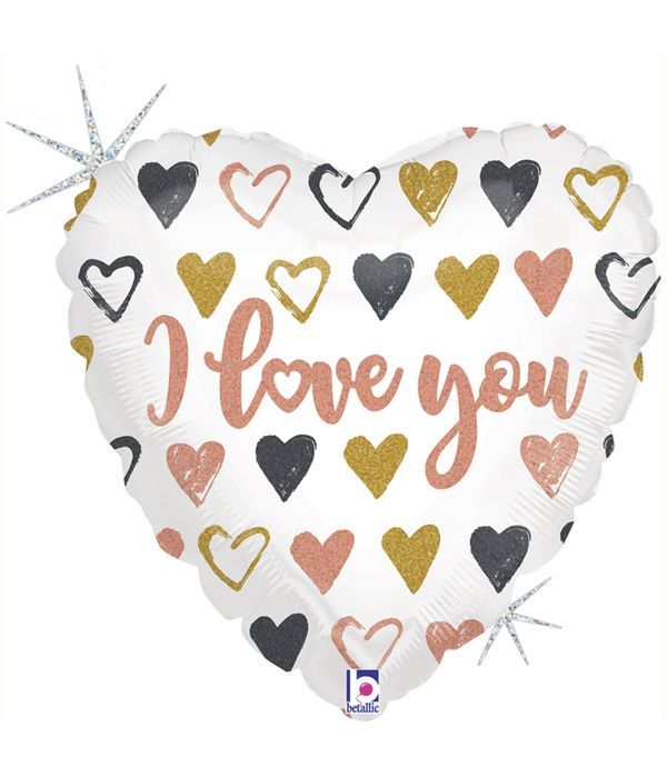 Foil balloon with hearts I love you 20cm