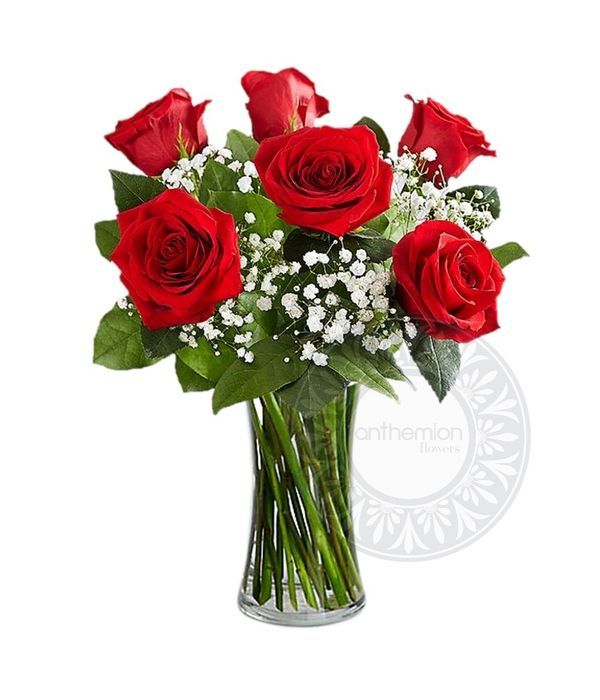 Μπουκέτο με 6 κόκκινα τριαντάφυλλα