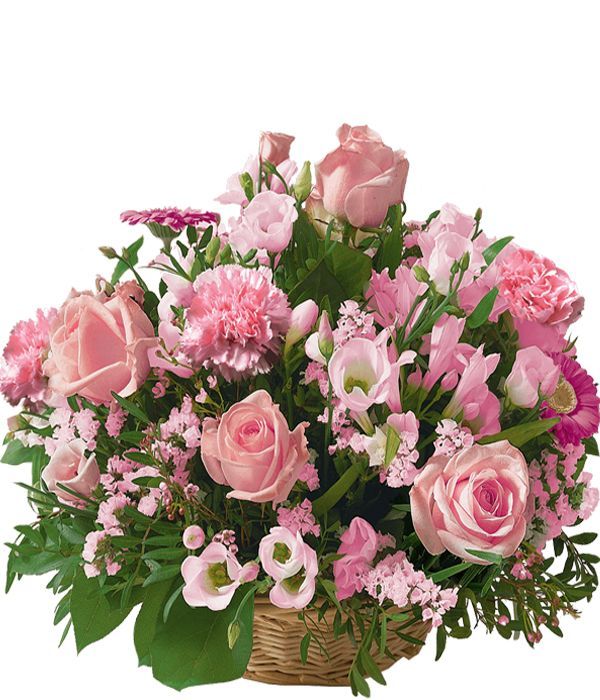Καλάθι συλλυπητηρίων με ροζ λουλούδια