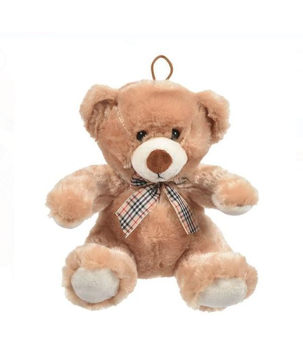 Brown Teddy Bear with Plaid Bow 22cm