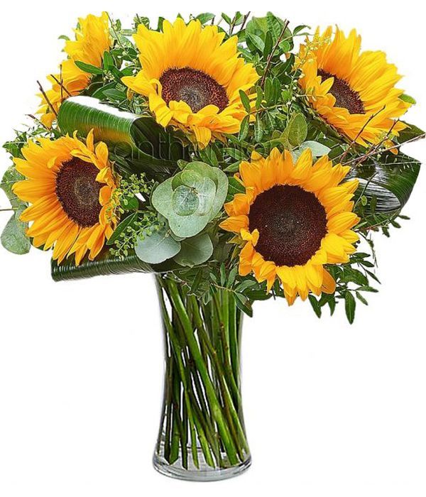 Galateia bouquet with yellow sunflowers