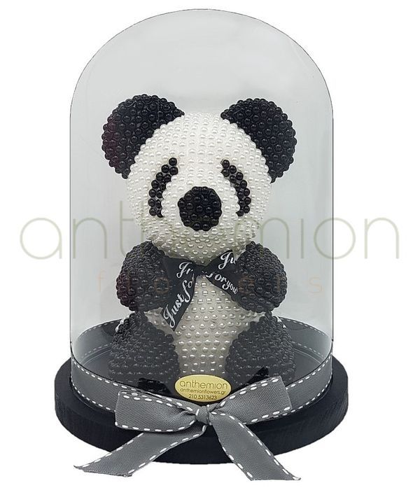 Pearly teddy bear in black/white 25cm