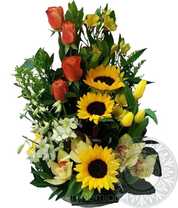 Beautiful arrangement with bright flowers