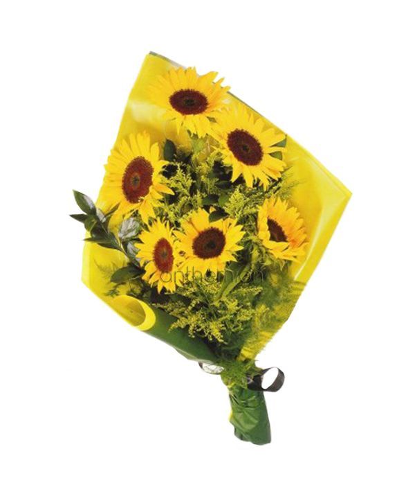 Golden bouquet of 7 sunflowers
