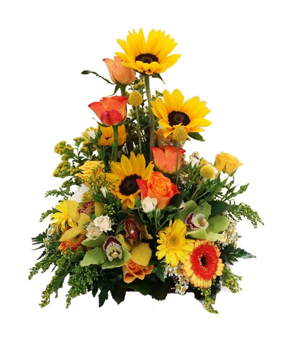 Tall arrangement in bright colors
