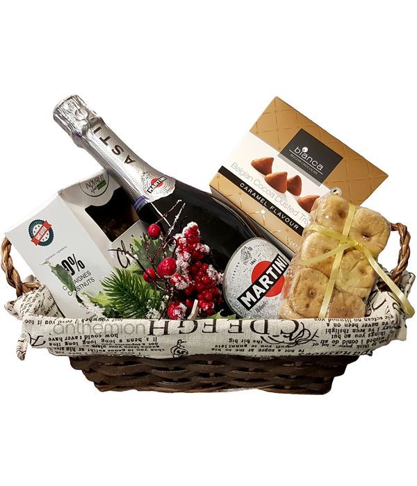 Gift set of sparkling ASTI MARTINI and sweet treats