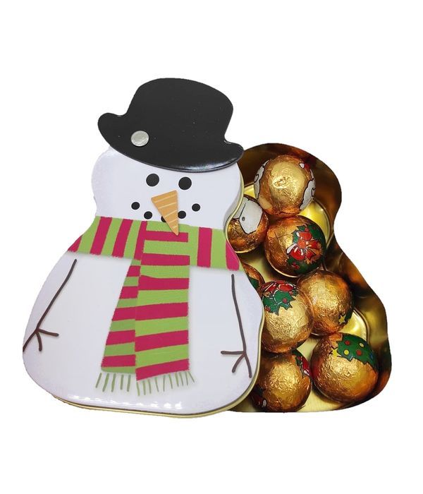 Μεταλλικό κουτί χιονάνθρωπος με σοκολατάκια