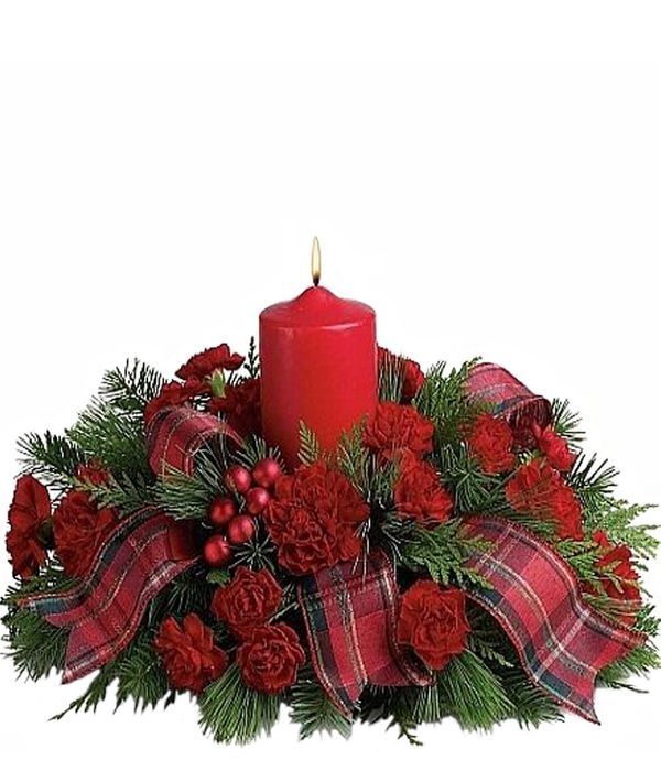 Christmas centerpiece with red candle