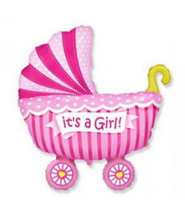 Baby girl buggy foil balloon 25 cm