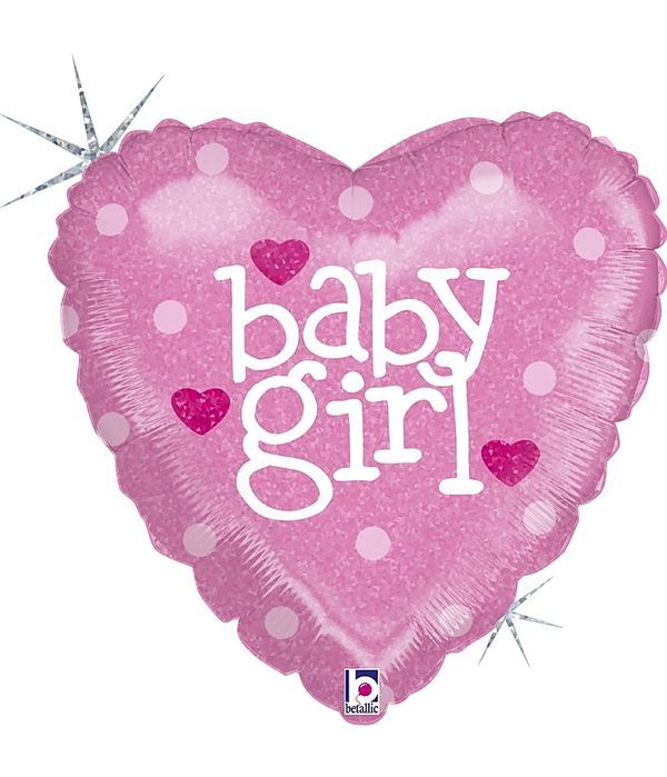 Baby girl heart foil balloon 25 cm