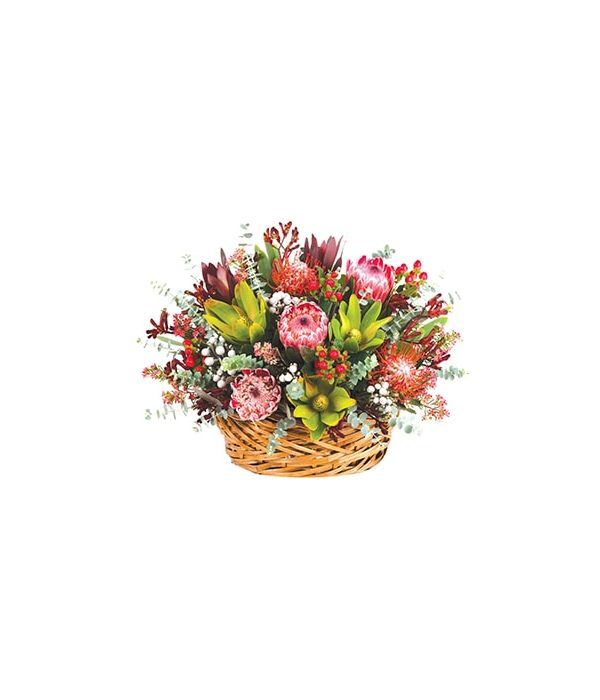 Basket arrangement with native flowers