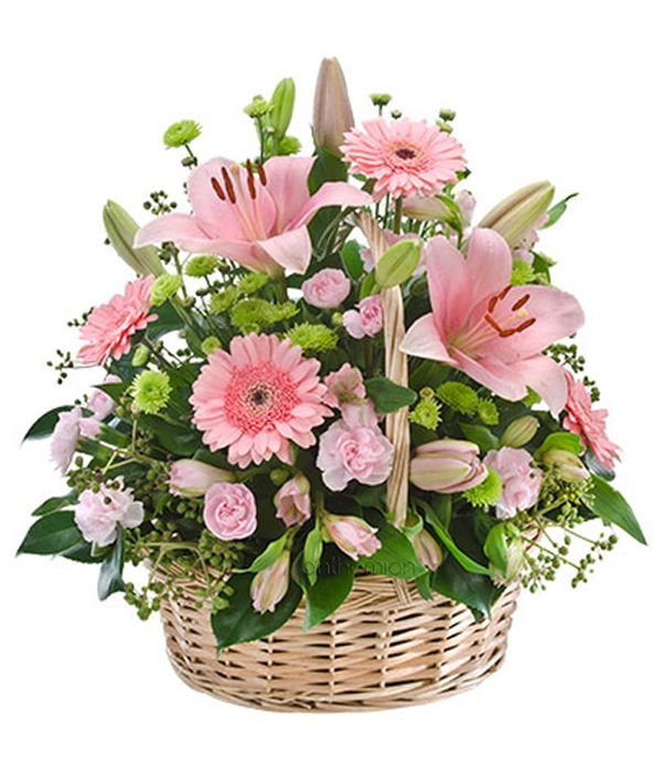 Καλάθι με ροζ λουλούδια για κάθε περίσταση