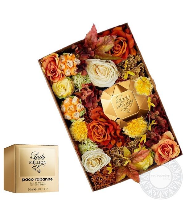 Σύνθεση με λουλούδια και άρωμα Lady Million Eau de Parfum 30ml
