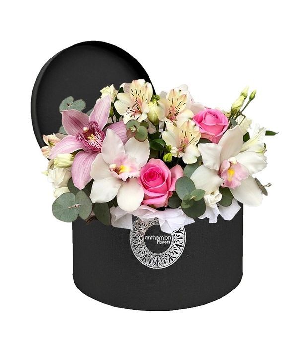 Stunning floral arrangement in black box
