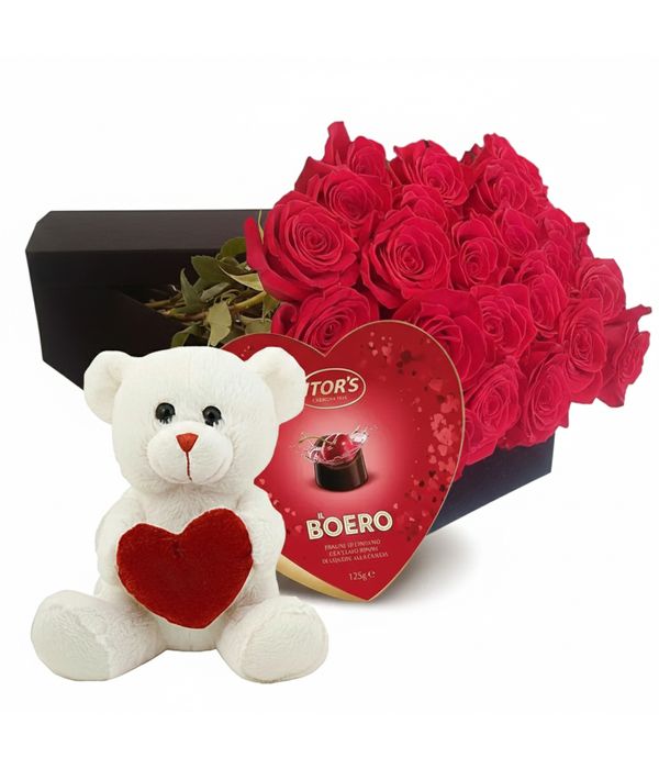 24-kokkina-triantafylla-koyti-dorou-sokolatakia-arkoydaki-agapis