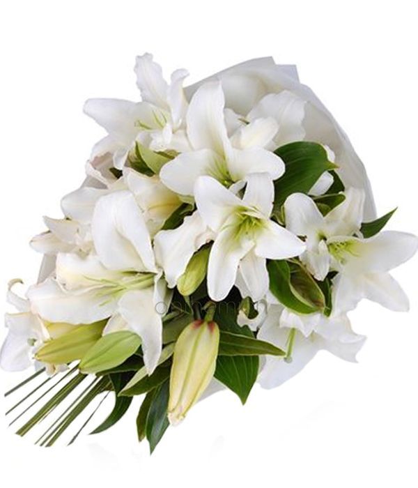 Bouquet with white oriental lilies