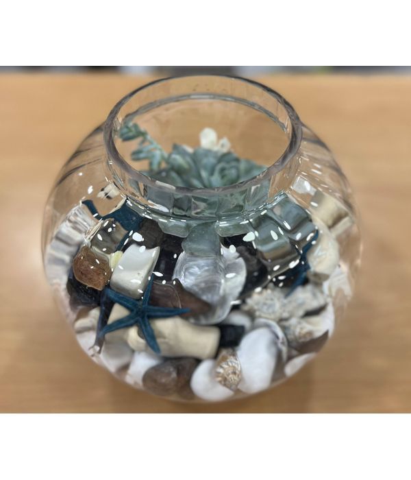 Glass ball with succulent and decoration