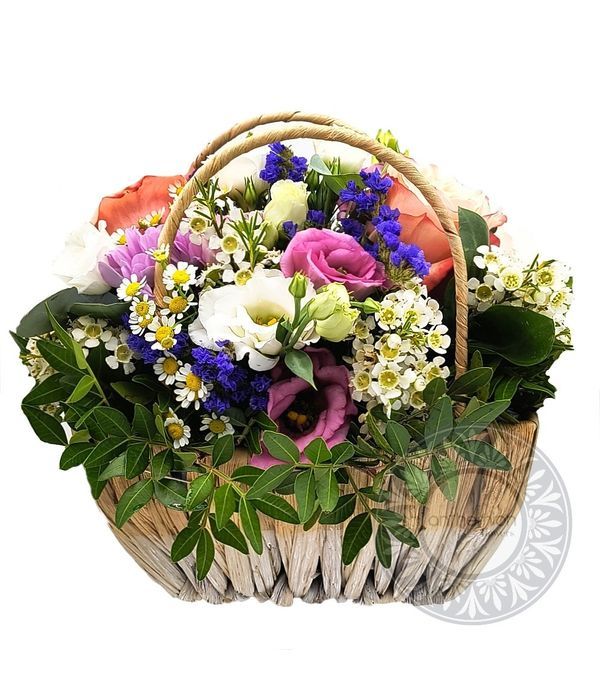 Fresh flowers in a sweet basket