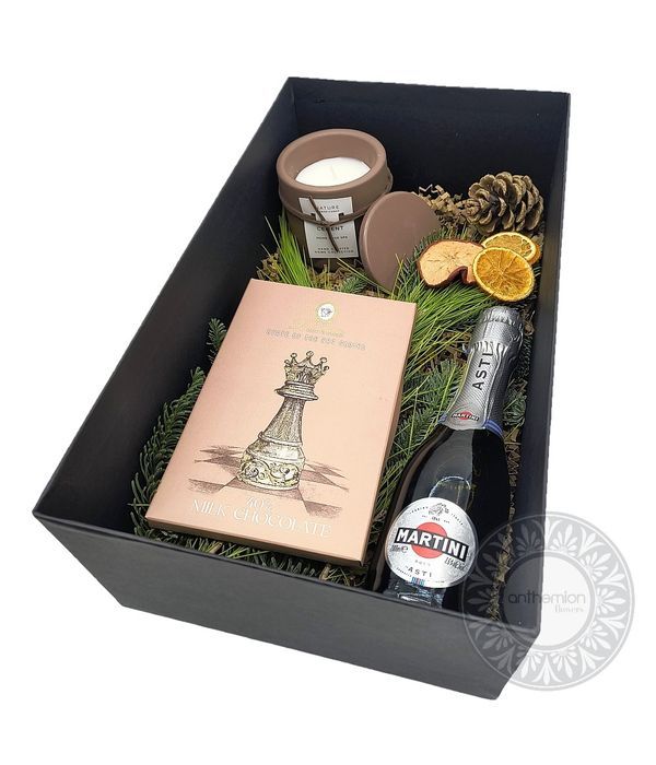 Christmas composition in a box and Martini