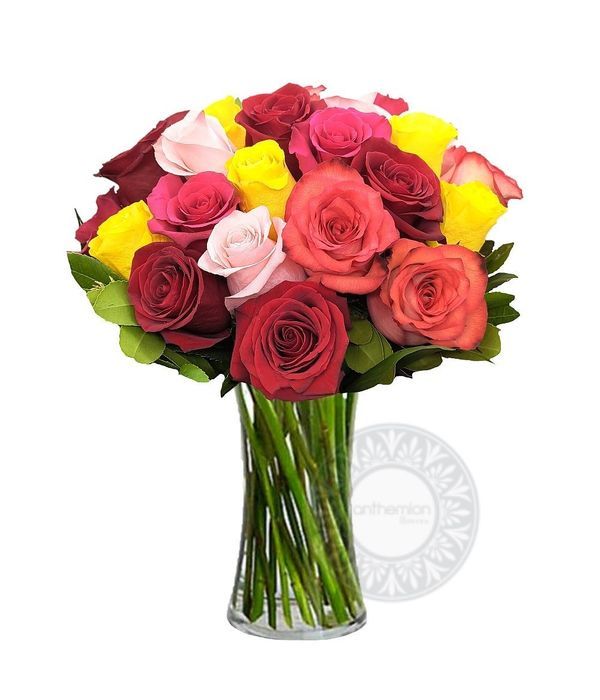 Μπουκέτο με χρωματιστά τριαντάφυλλα