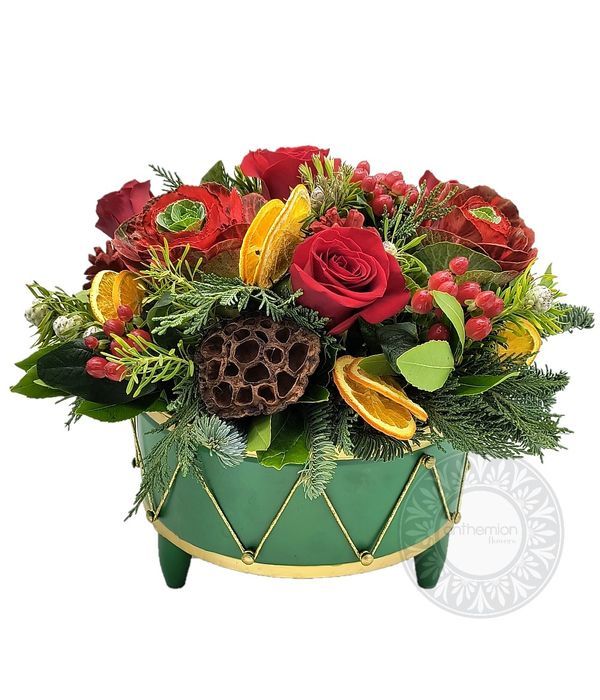 Χριστουγεννιάτικη σύνθεση σε πράσινη βάση