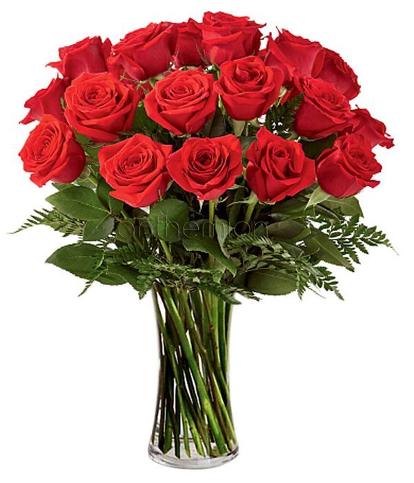 Ρομαντικό μπουκέτο με 24 κόκκινα τριαντάφυλλα