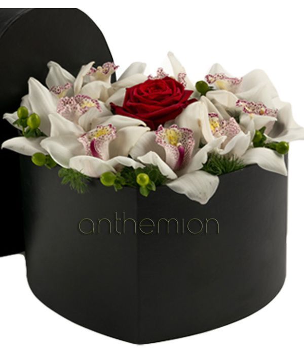 Roses and orchids in box