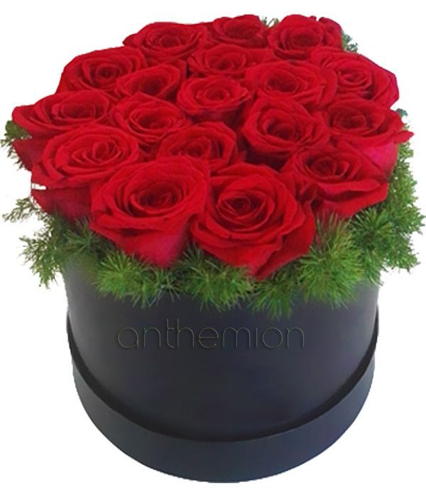 Classic red roses in box