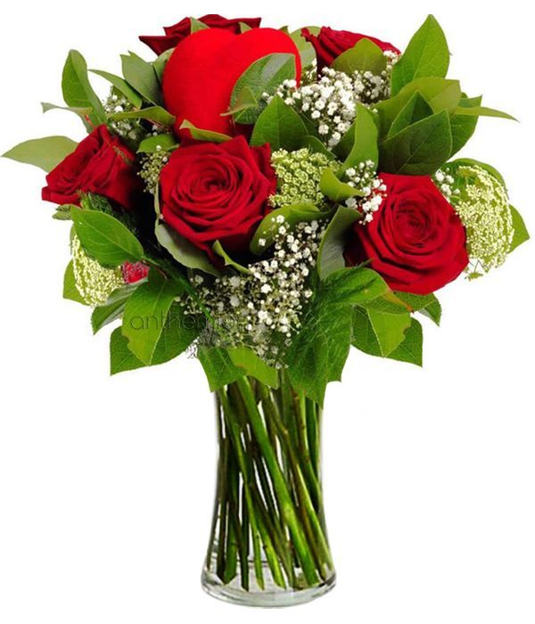 Ρομαντικό μπουκέτο με κόκκινα τριαντάφυλλα